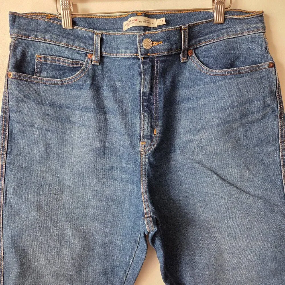EUC SIGNATURE LEVIS STRAUSS HERITAGE MID RISE BOYFRIEND CUFFED JEANS SIZE 14 WMN